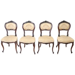 19th Century Italian Louis XV Style Carved Walnut Four Chairs