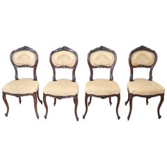 19th Century Italian Louis XV Style Carved Walnut Four Chairs