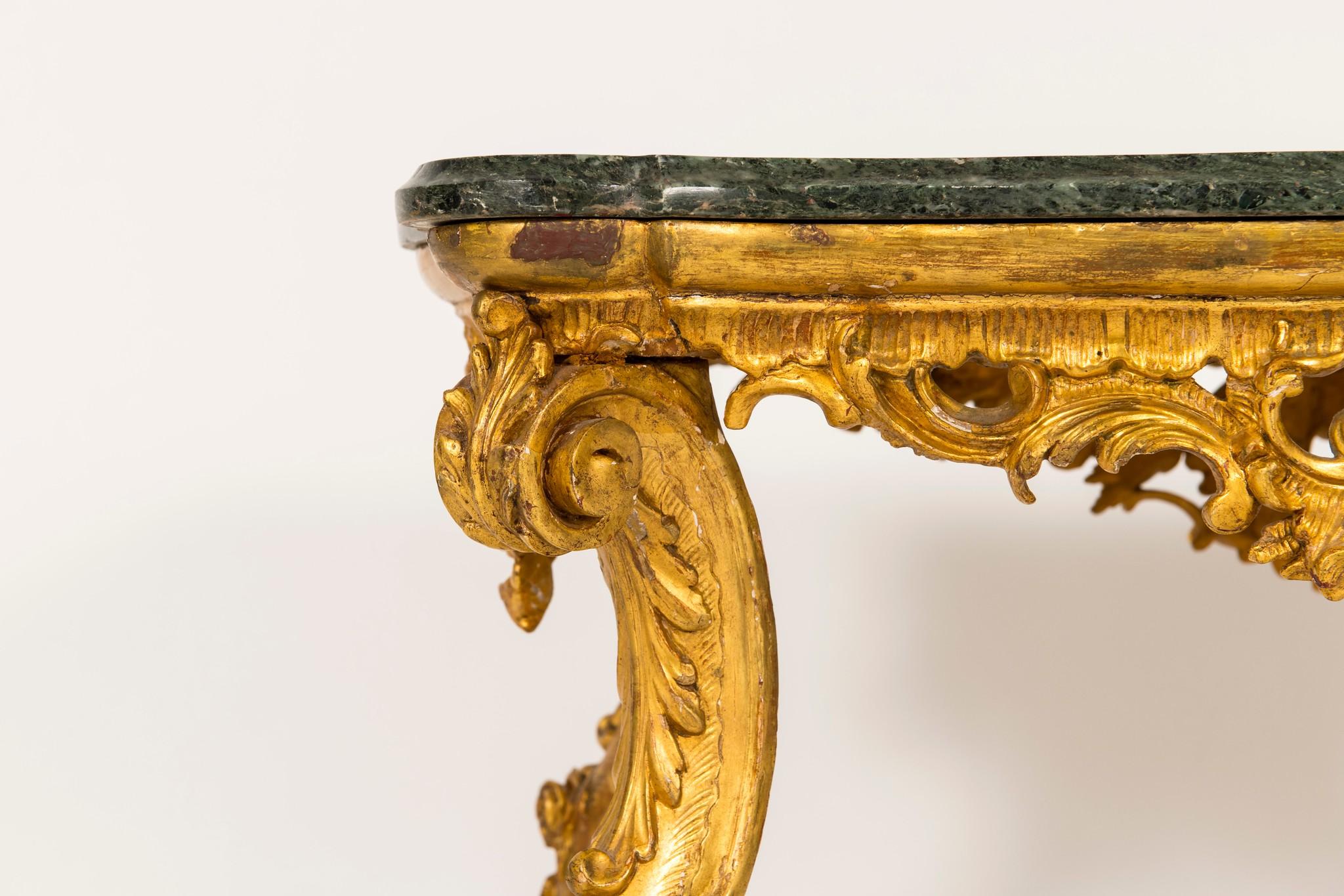 19th Century Italian Louis XV Style Giltwood and Marble Table 2