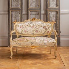 Italienisches Canapé aus Giltwood im Louis XV-Stil des 19.