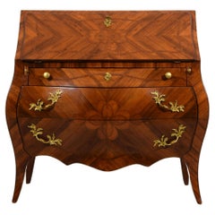 19th Century, Italian Louis XV style Veneered Wood chest of drawers
