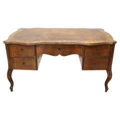 19th Century Italian Louis XV Style Walnut Large Writing Desk
