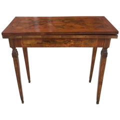 19th Century Italian Louis XVI Burl Fold Over Console Table