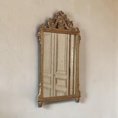 19th Century Italian Louis XVI Hand-Carved Giltwood and Painted Mirror