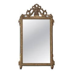 19th Century Italian Louis XVI Hand-Carved Giltwood and Painted Mirror