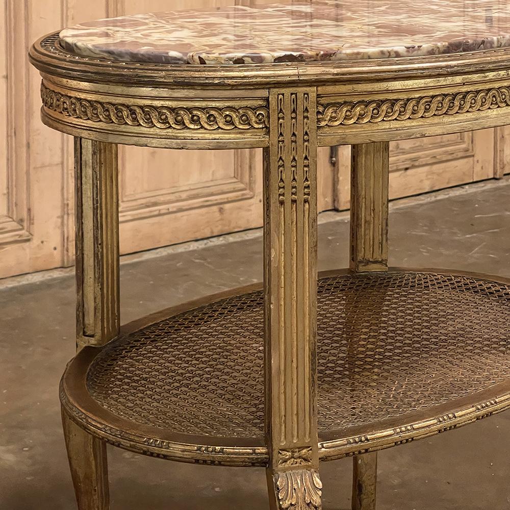 19th Century Italian Louis XVI Oval Marble Top End Table For Sale 4