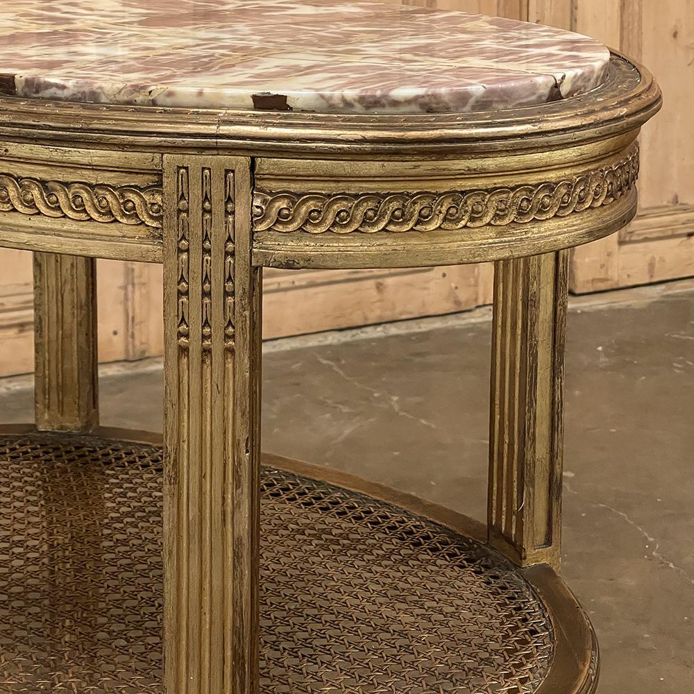 19th Century Italian Louis XVI Oval Marble Top End Table For Sale 9