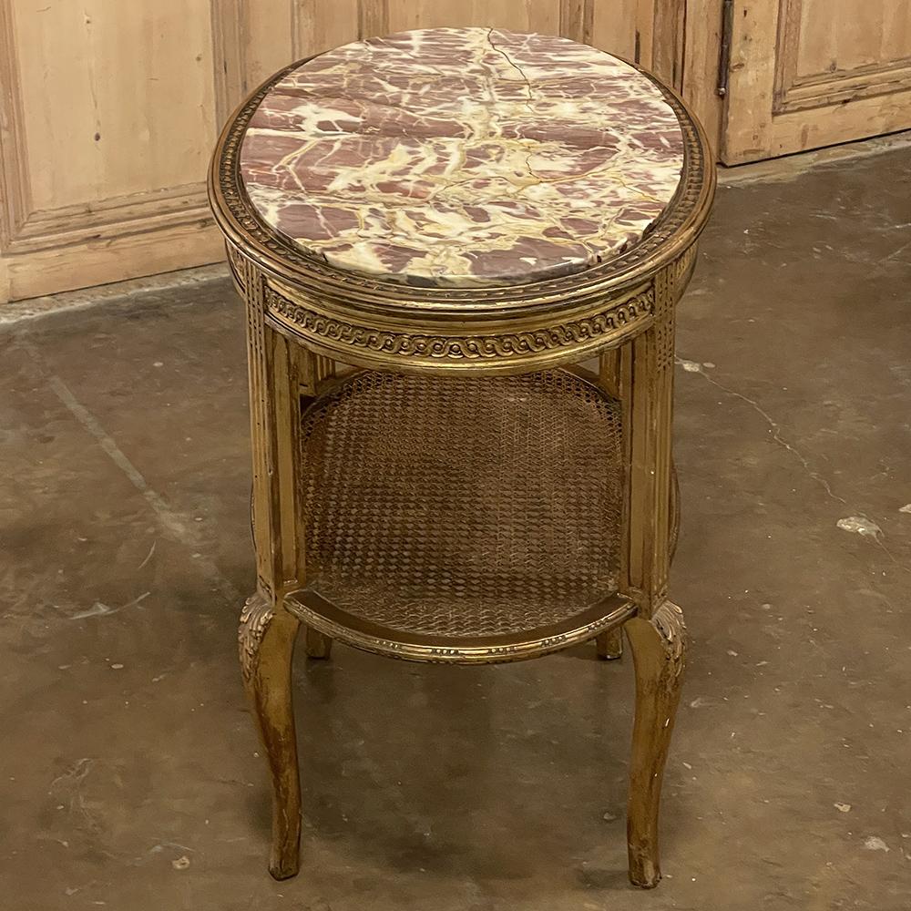 19th Century Italian Louis XVI Oval Marble Top End Table For Sale 2