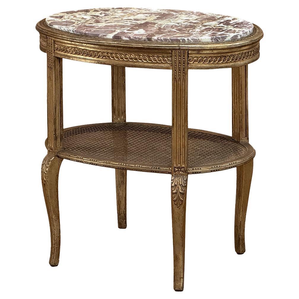 Tavolino ovale con piano in marmo Luigi XVI del XIX secolo