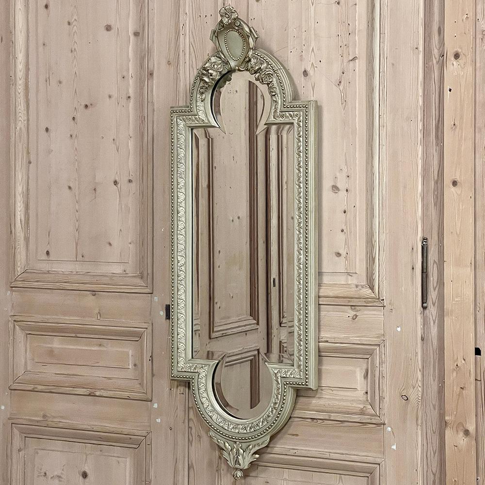 Hand-Carved 19th Century Italian Louis XVI Painted and Gilded Mirror For Sale