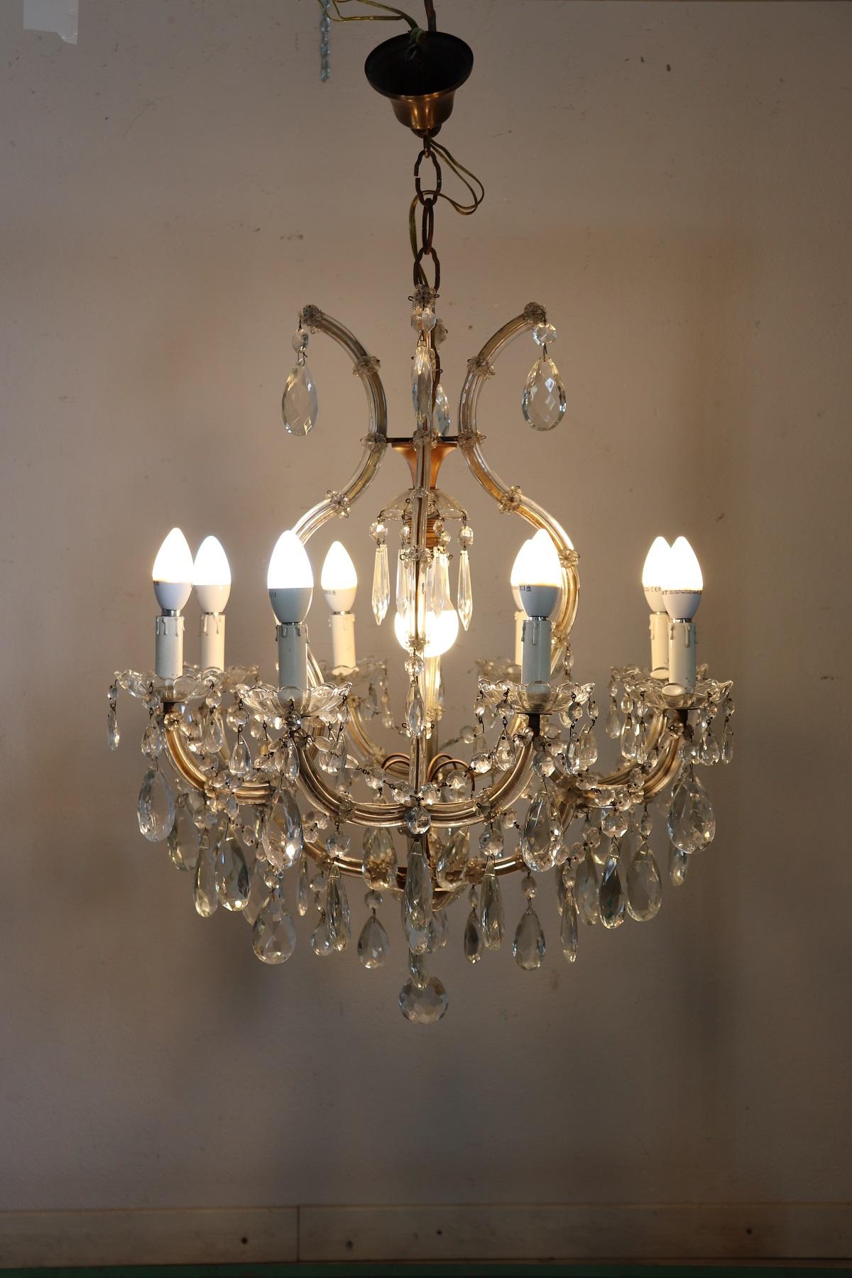 19th Century Italian Louis XVI Style Bronze and Crystals Chandelier 11