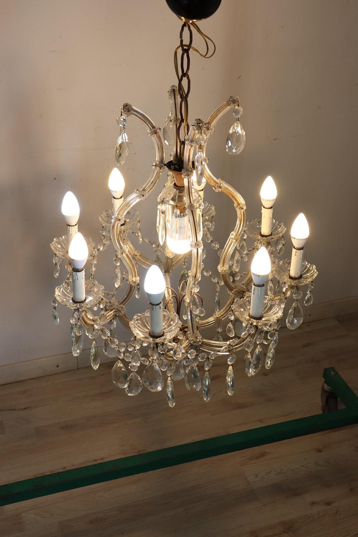 19th Century Italian Louis XVI Style Bronze and Crystals Chandelier 13