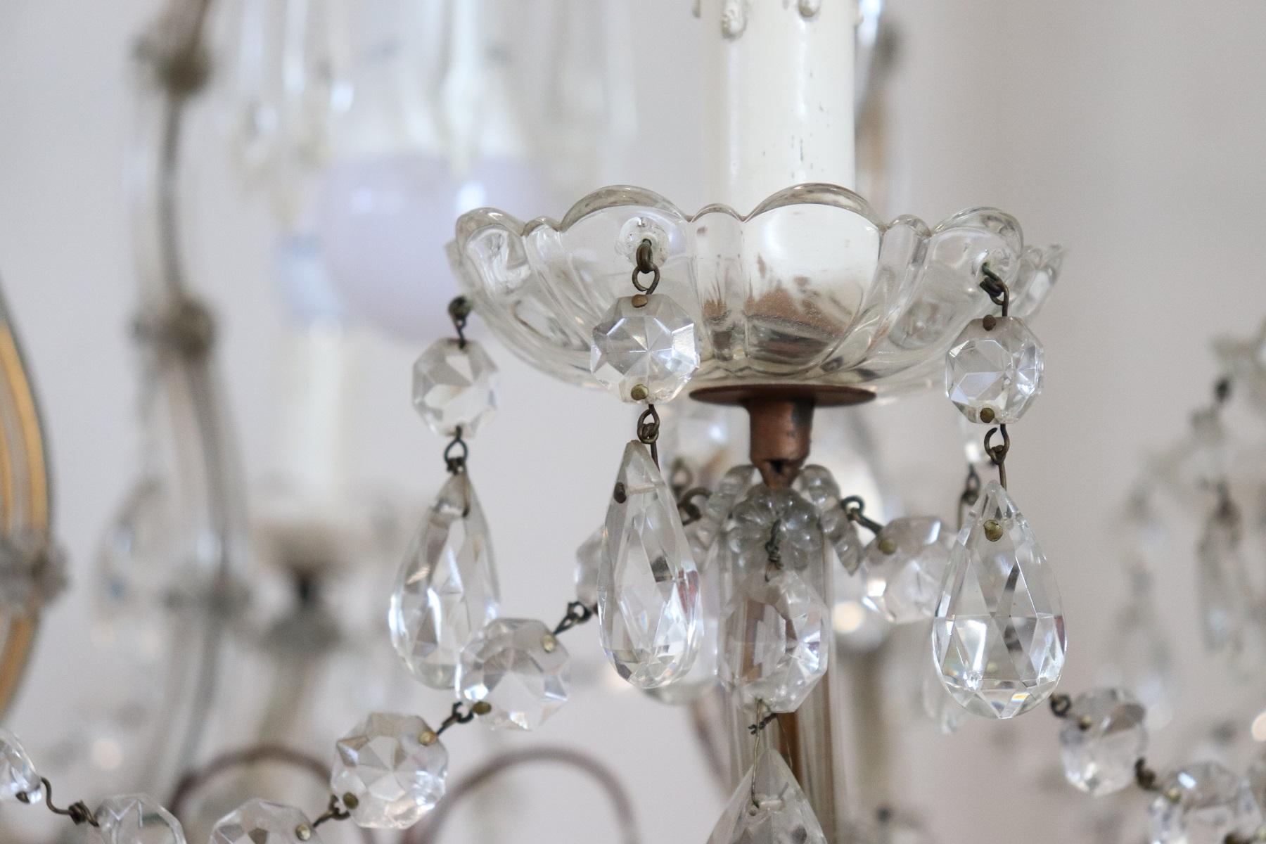 19th Century Italian Louis XVI Style Bronze and Crystals Chandelier 5