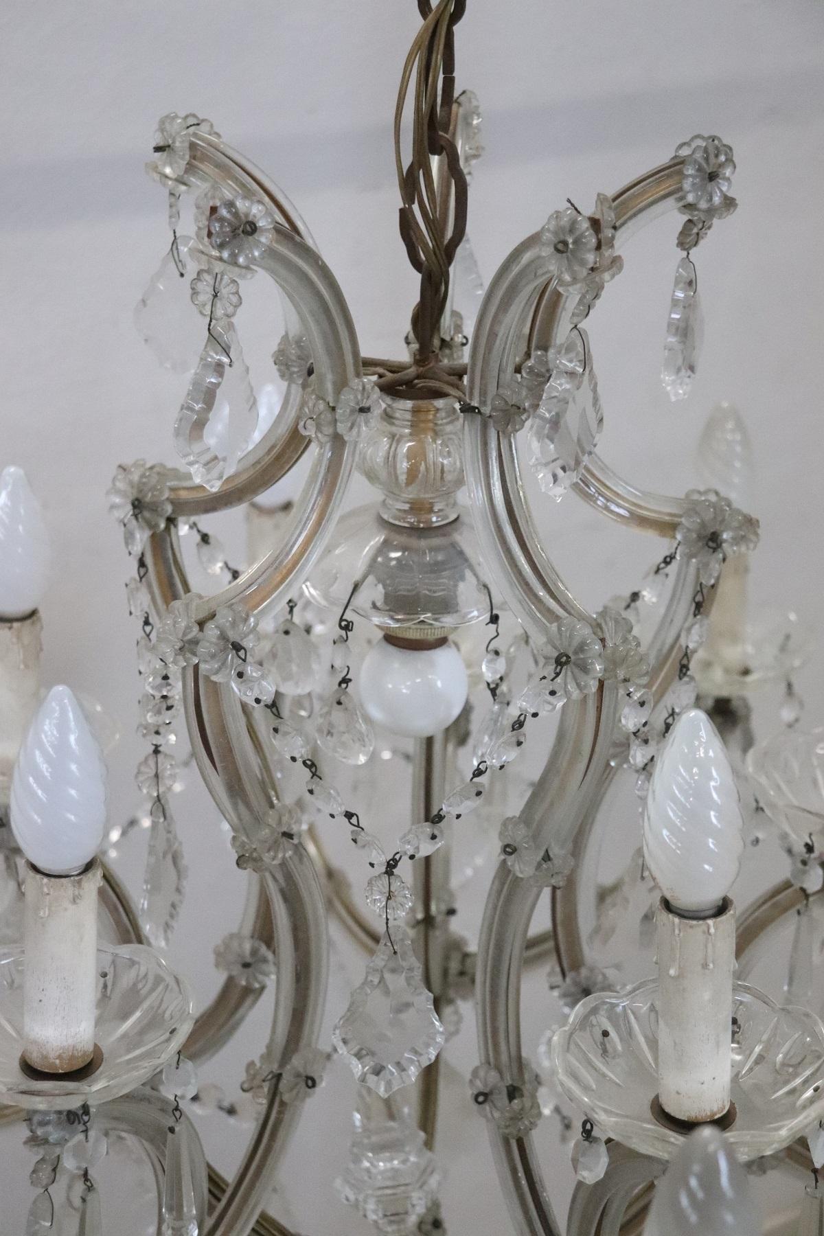 Late 19th Century 19th Century Italian Louis XVI Style Bronze and Crystals Large Chandelier