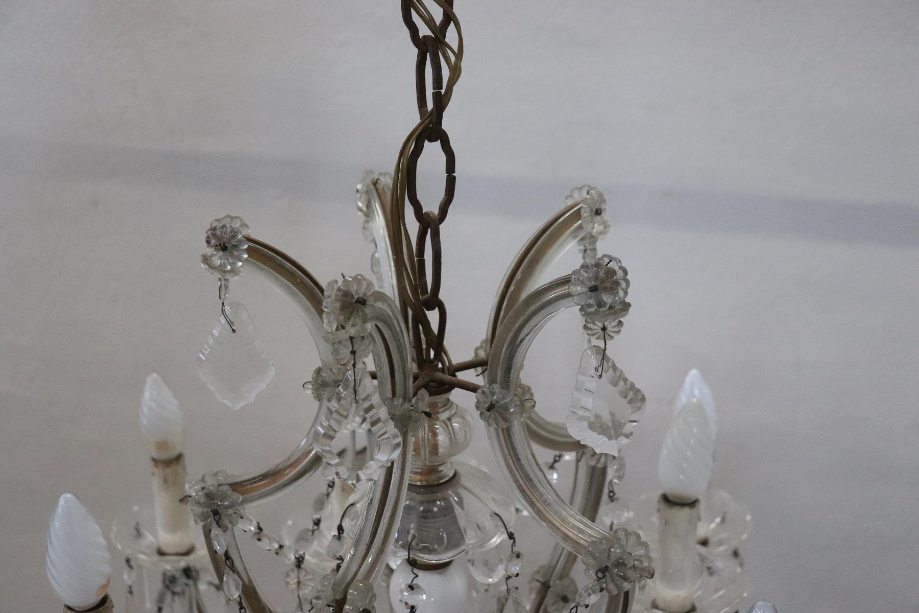 19th Century Italian Louis XVI Style Bronze and Crystals Large Chandelier For Sale 5
