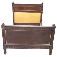 Used 19th Century Italian Louis XVI Style Carved Walnut Bed