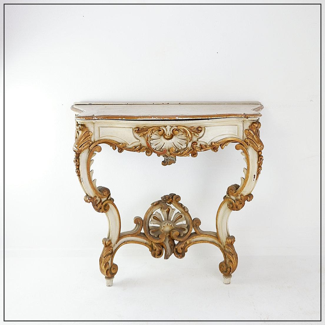 19th Century Italian Louis XVI Style Carved Wood console Planter In Fair Condition For Sale In Linkebeek, BE