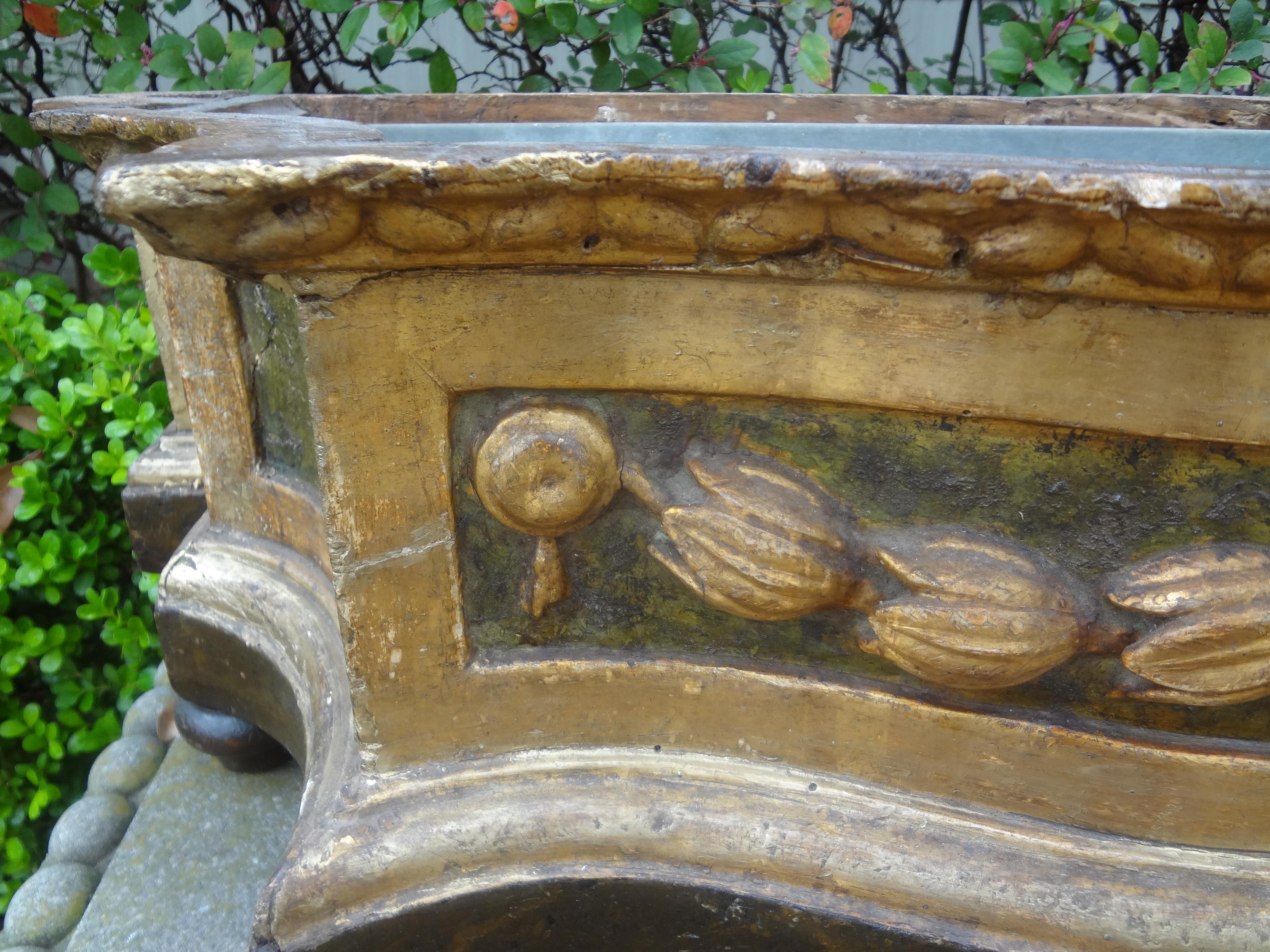 19th Century Italian Louis XVI Style Carved Wood Planter For Sale 8