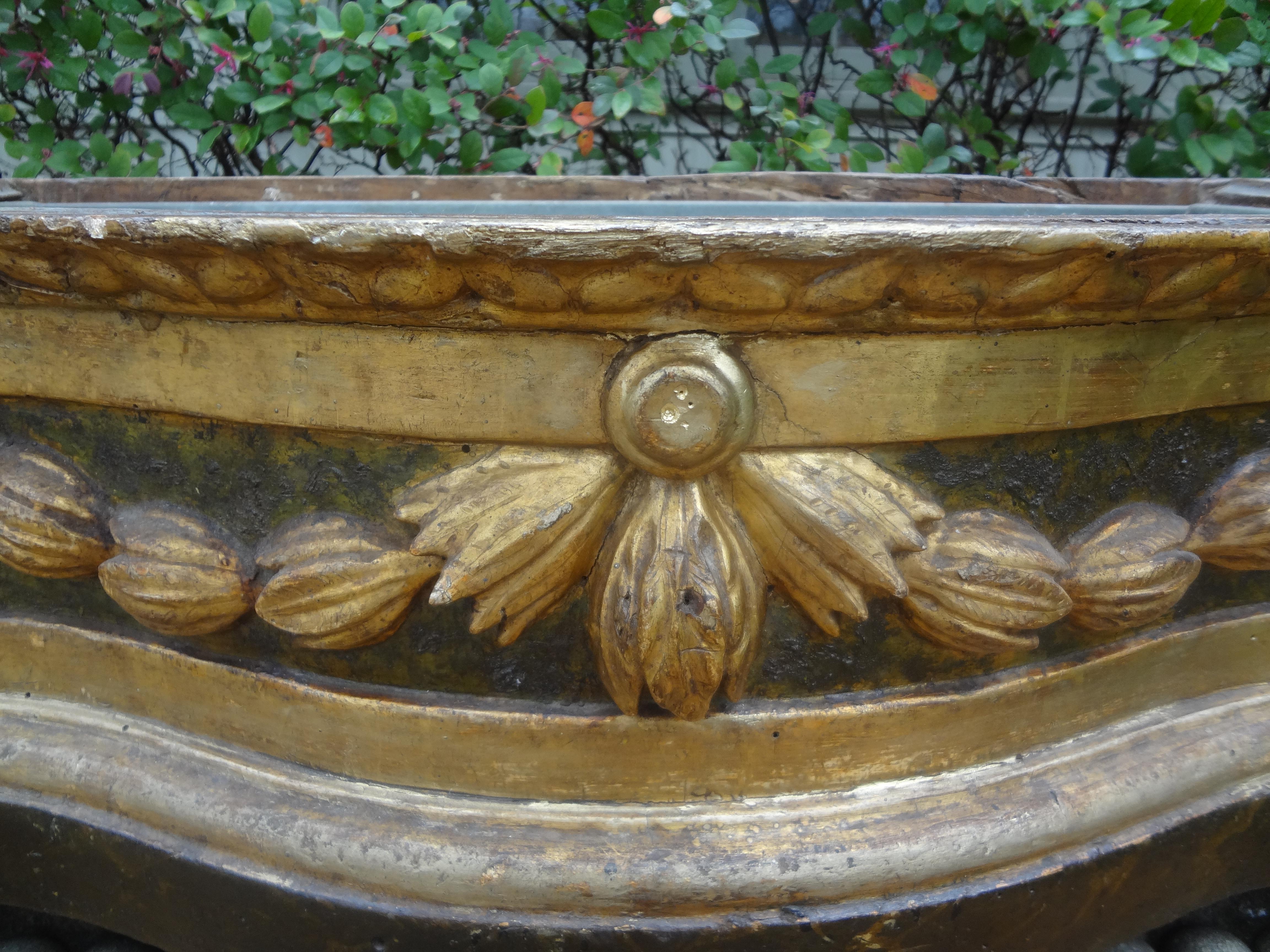 19th Century Italian Louis XVI Style Carved Wood Planter In Good Condition For Sale In Houston, TX