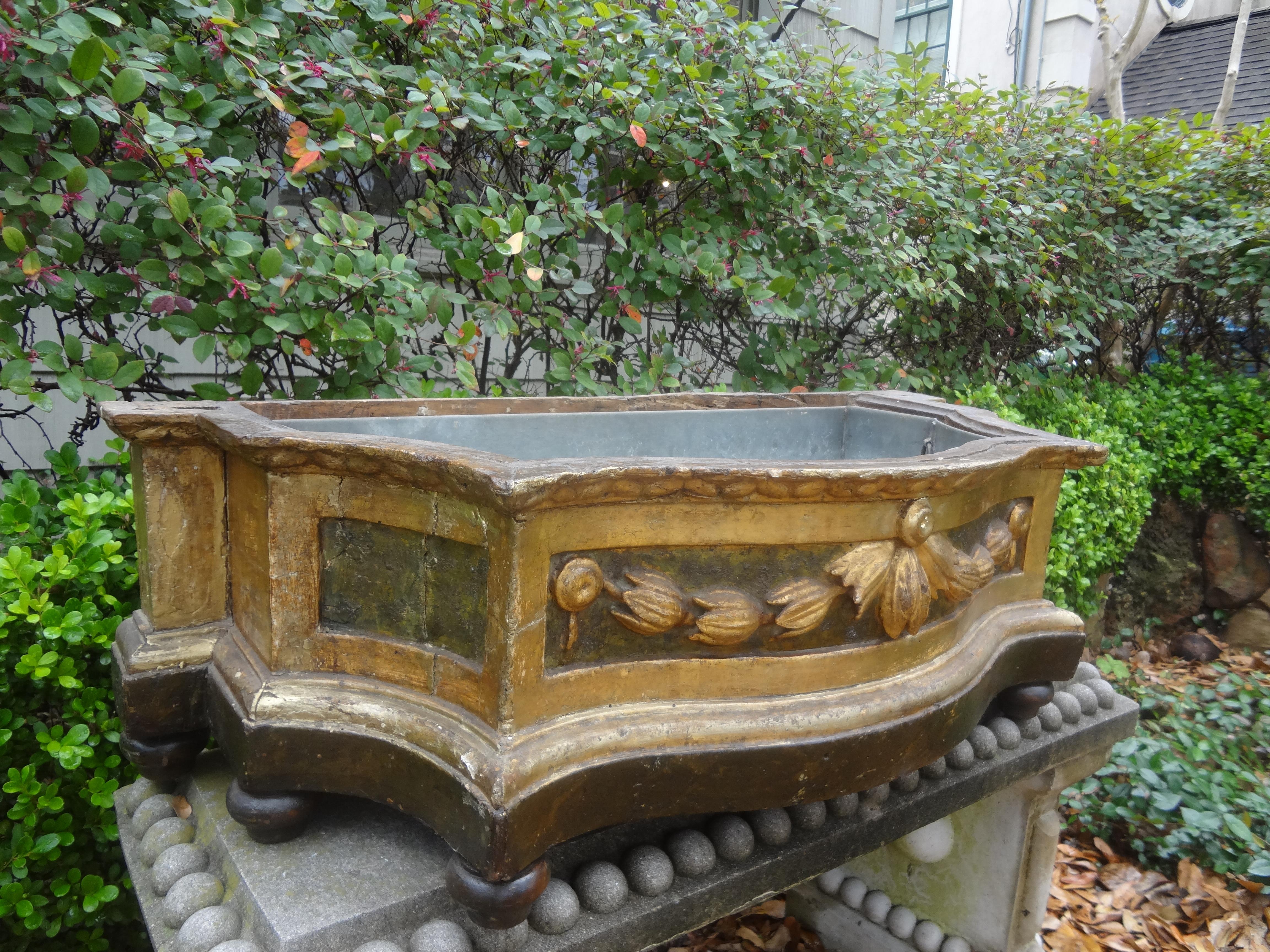 Late 19th Century 19th Century Italian Louis XVI Style Carved Wood Planter For Sale