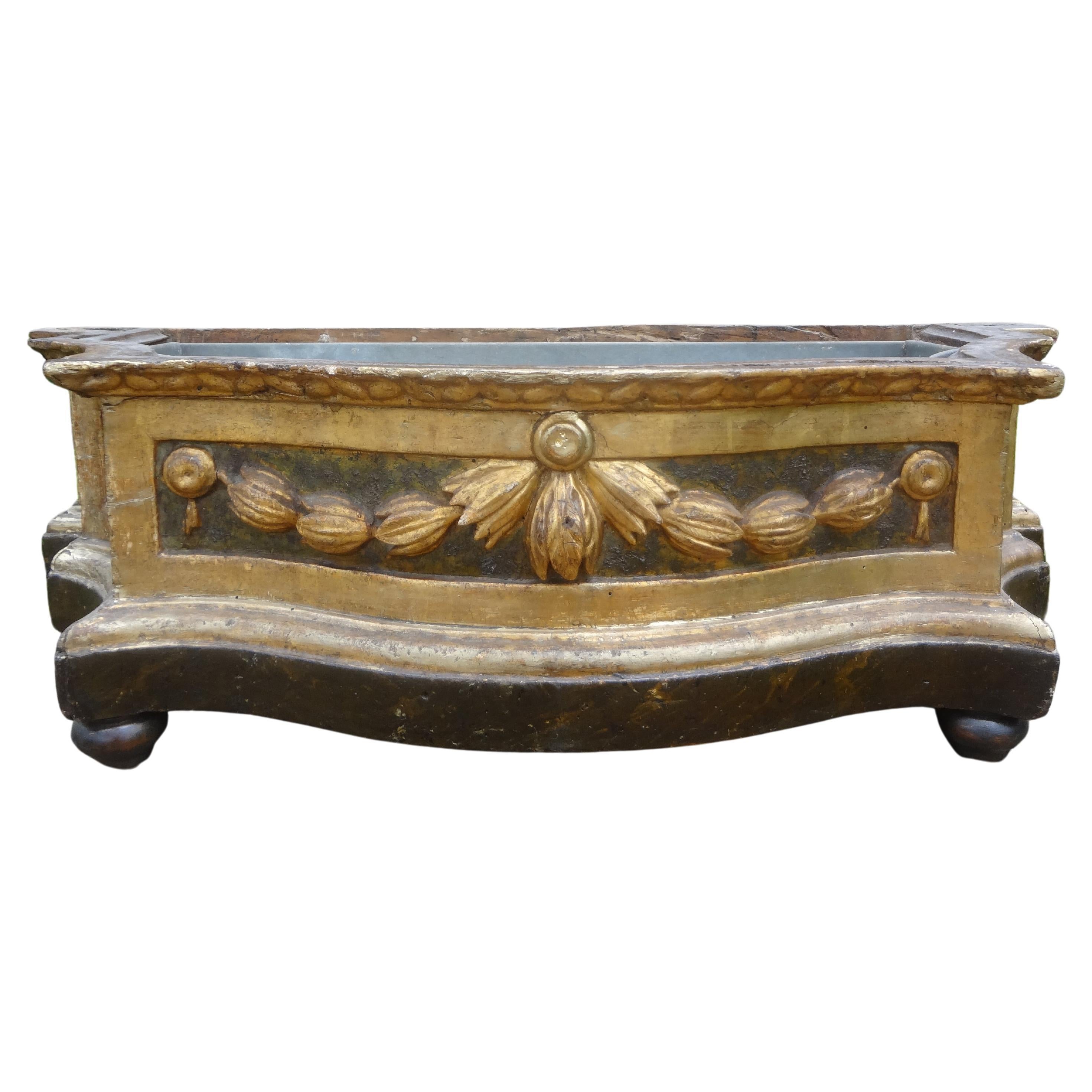 19th Century Italian Louis XVI Style Carved Wood Planter For Sale