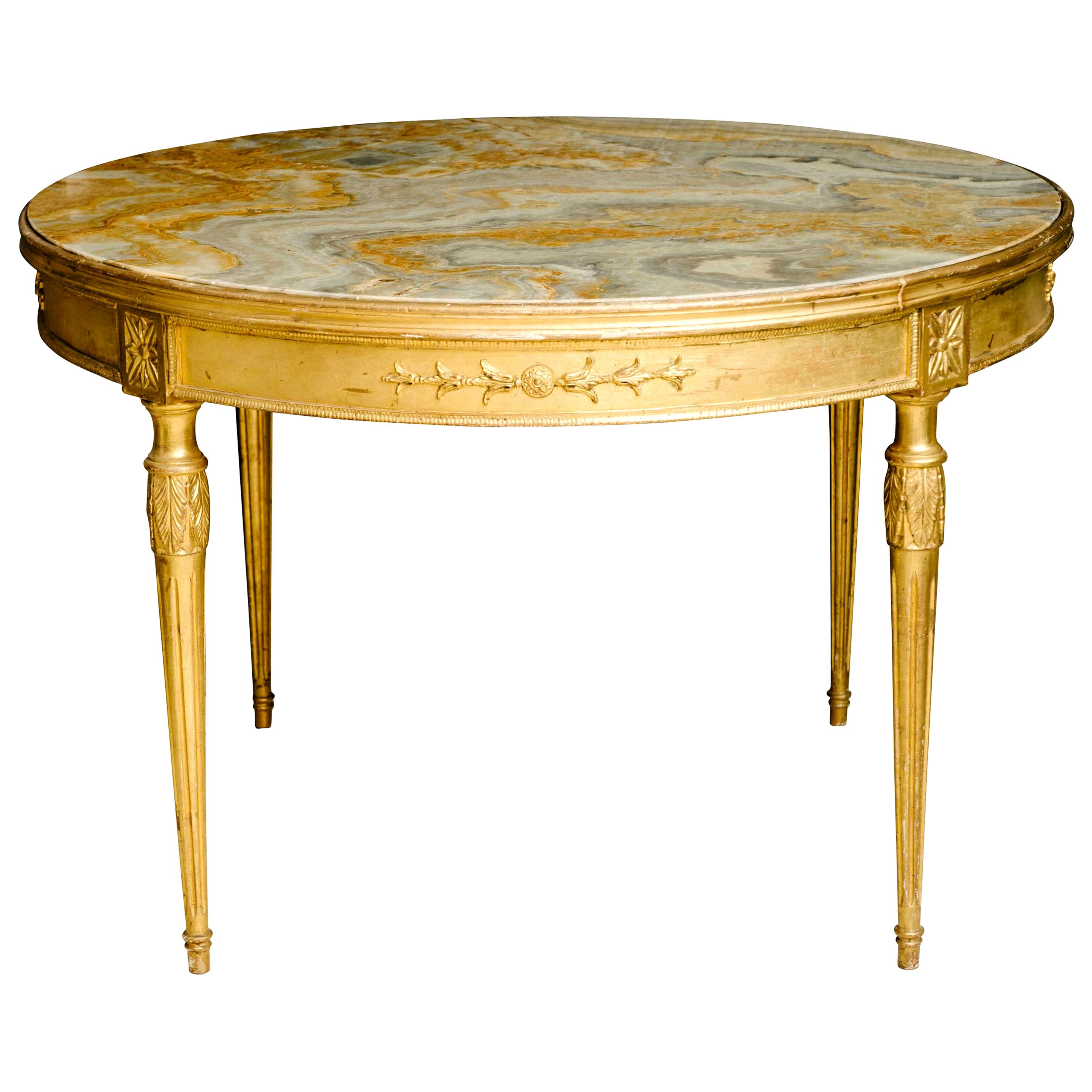 19th Century Italian Louis XVI Style Giltwood Center Table