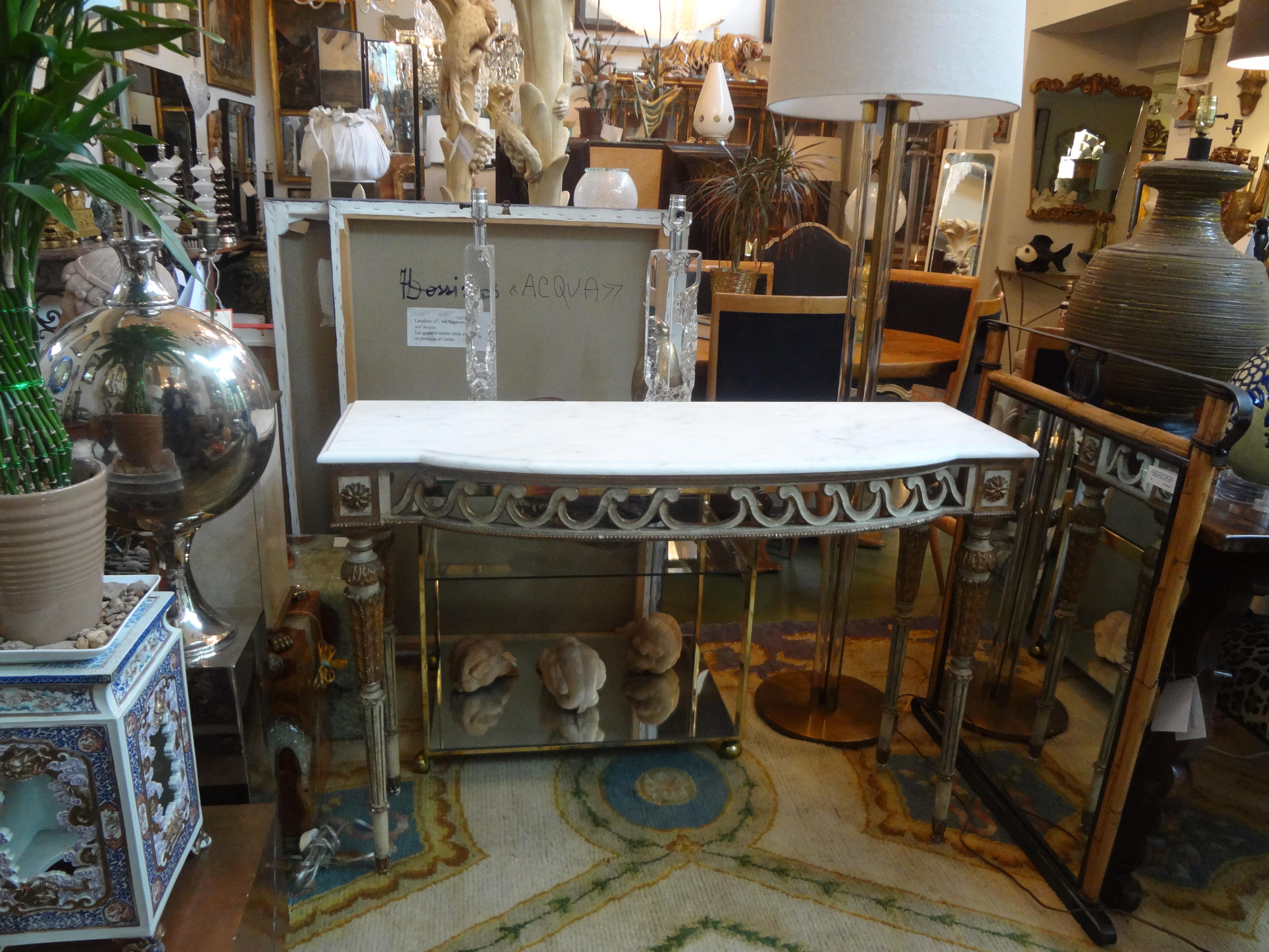 19th Century Italian Louis XVI Style Painted and Parcel-Gilt Console Table 6