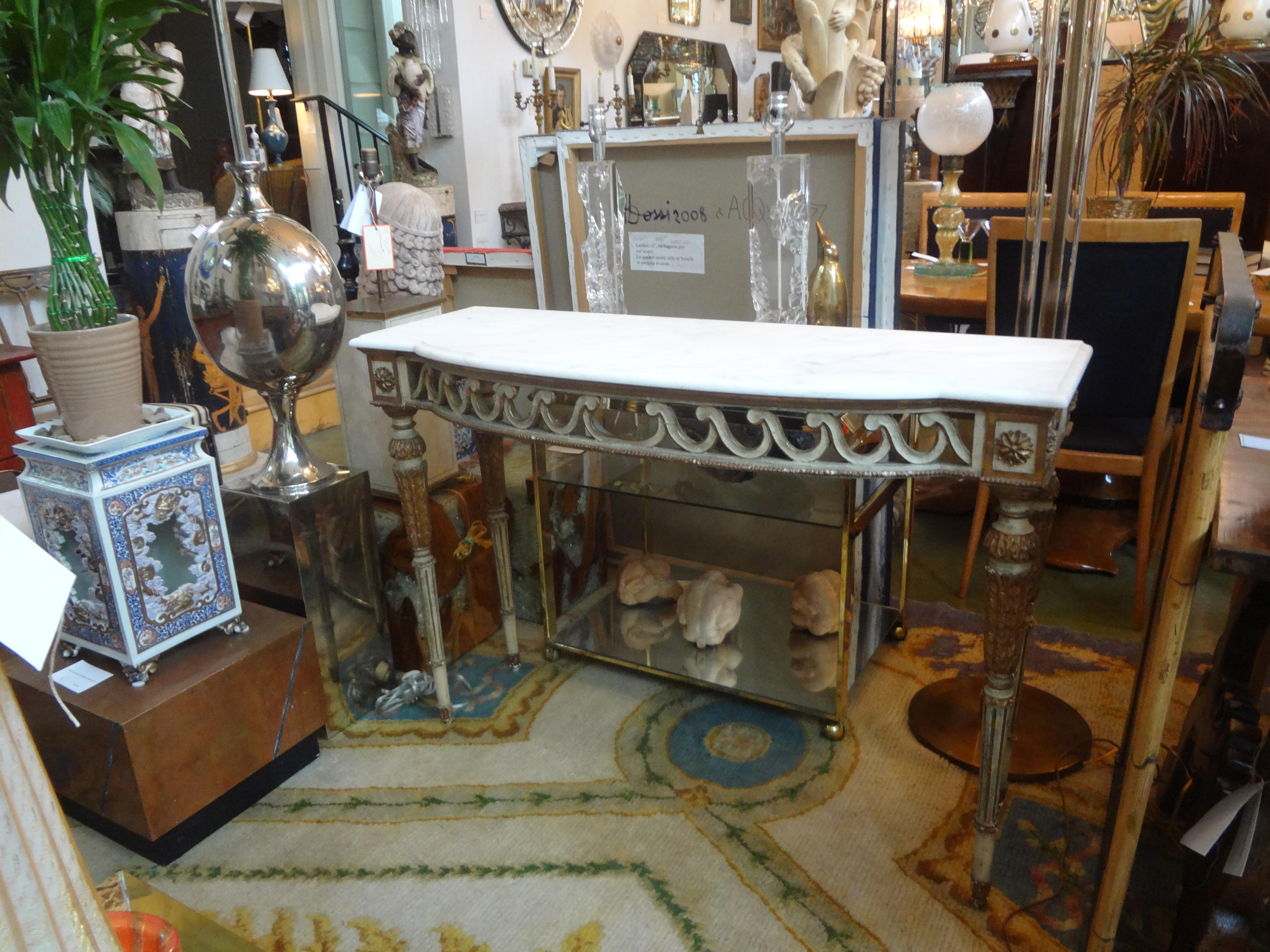 19th Century Italian Louis XVI Style Painted and Parcel-Gilt Console Table 7