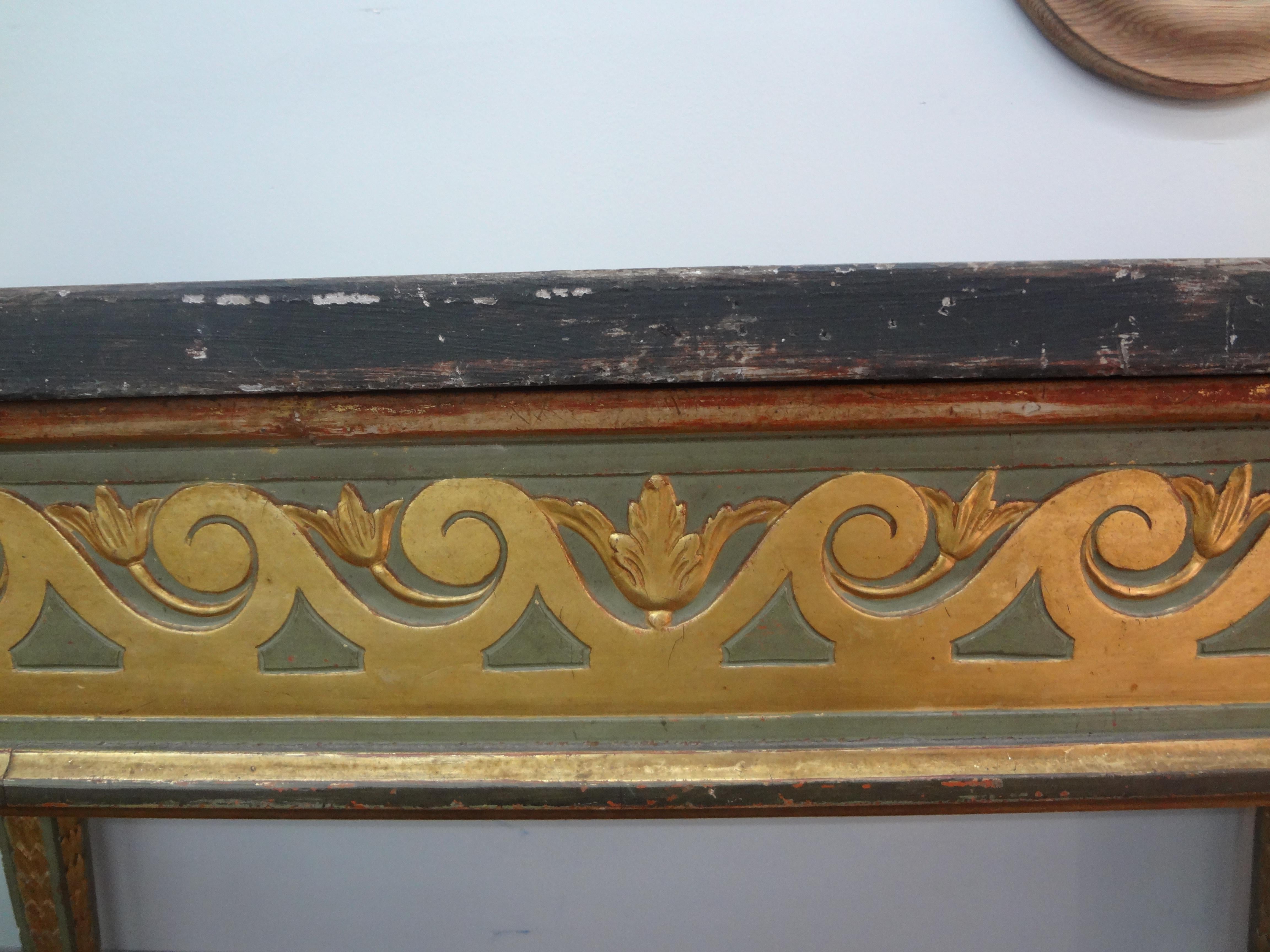 19th Century Italian Louis XVI Style Painted And Parcel Gilt Console Table For Sale 4