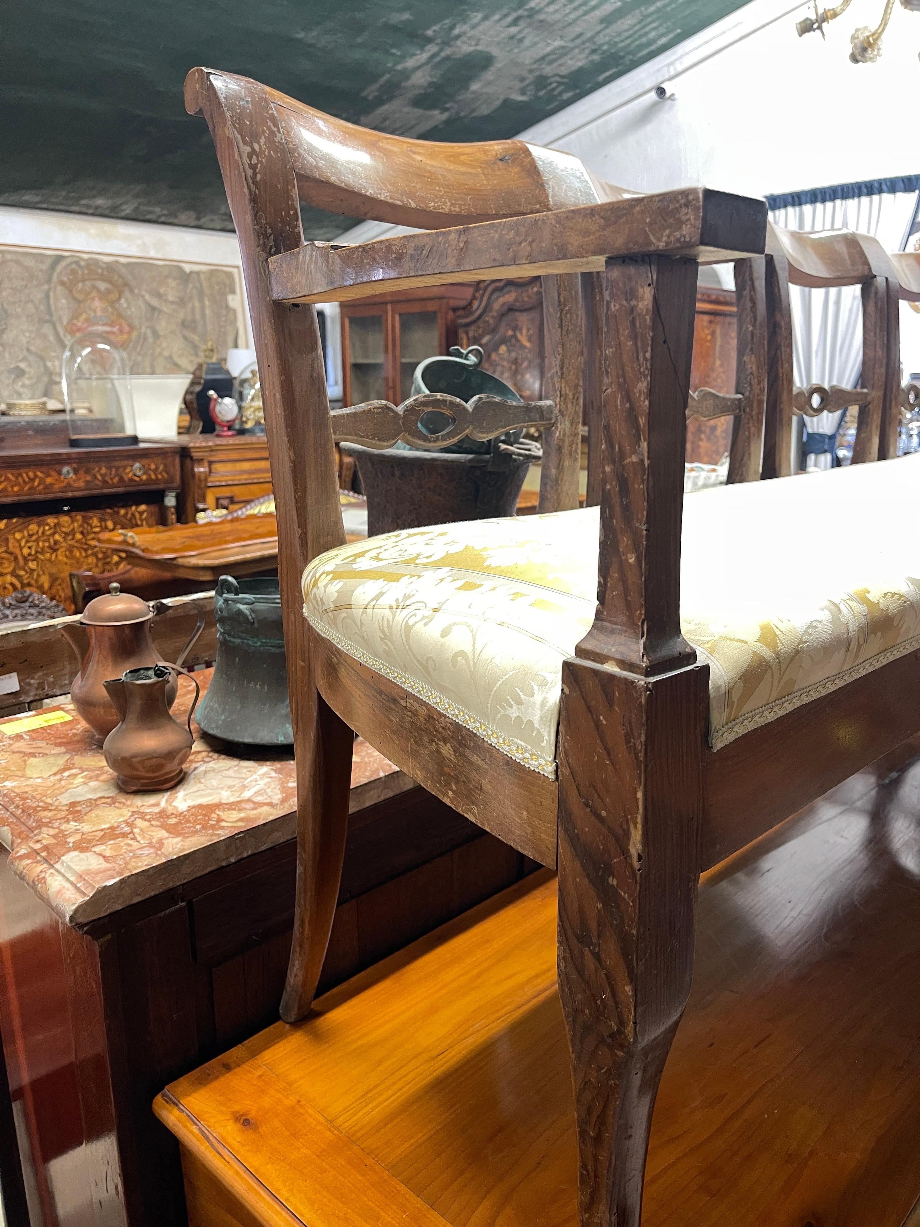 European 19th Century Italian Louis XVI Walnut Settees Sofa, 1799