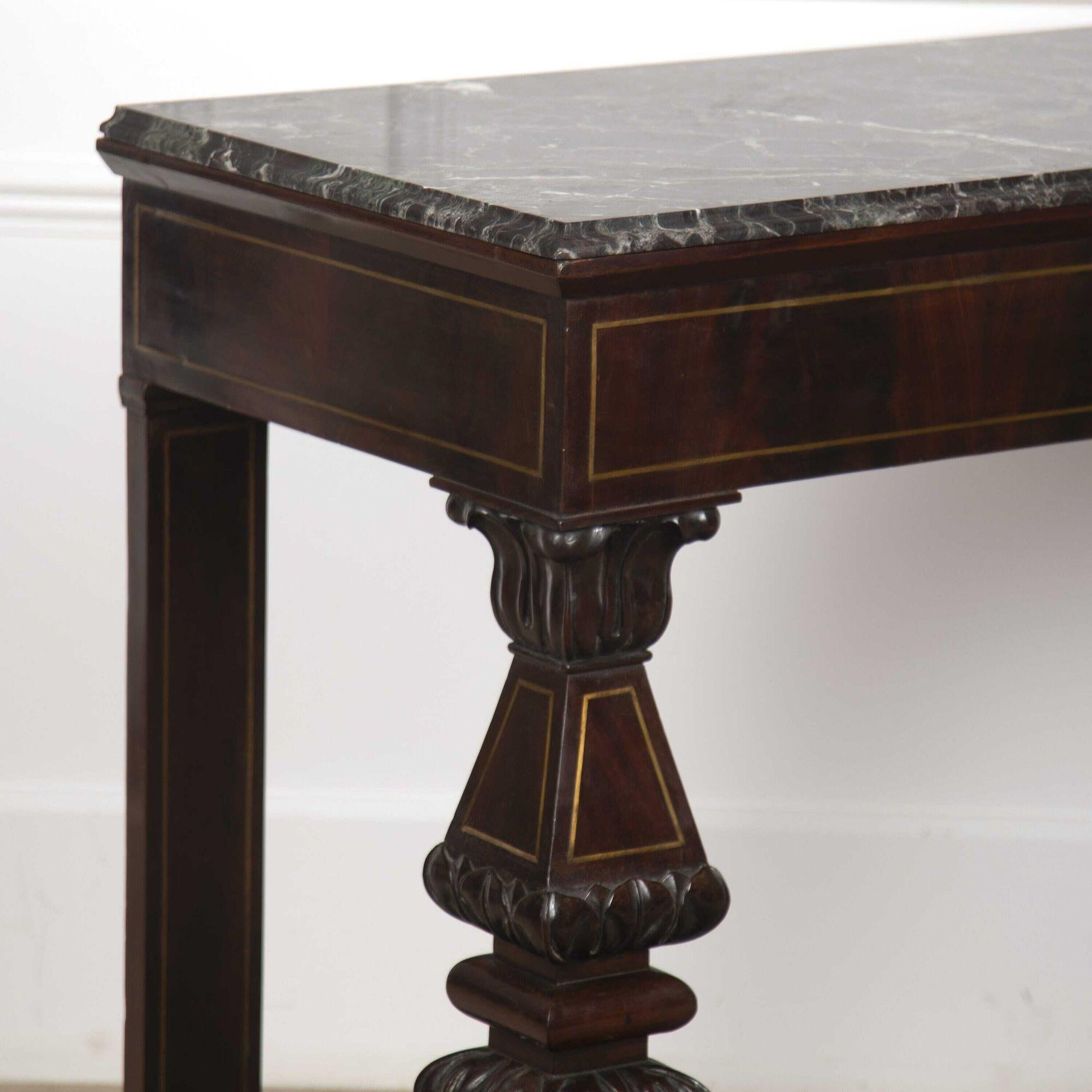 Country 19th Century Italian Mahogany and Boule Inlaid Console Table For Sale