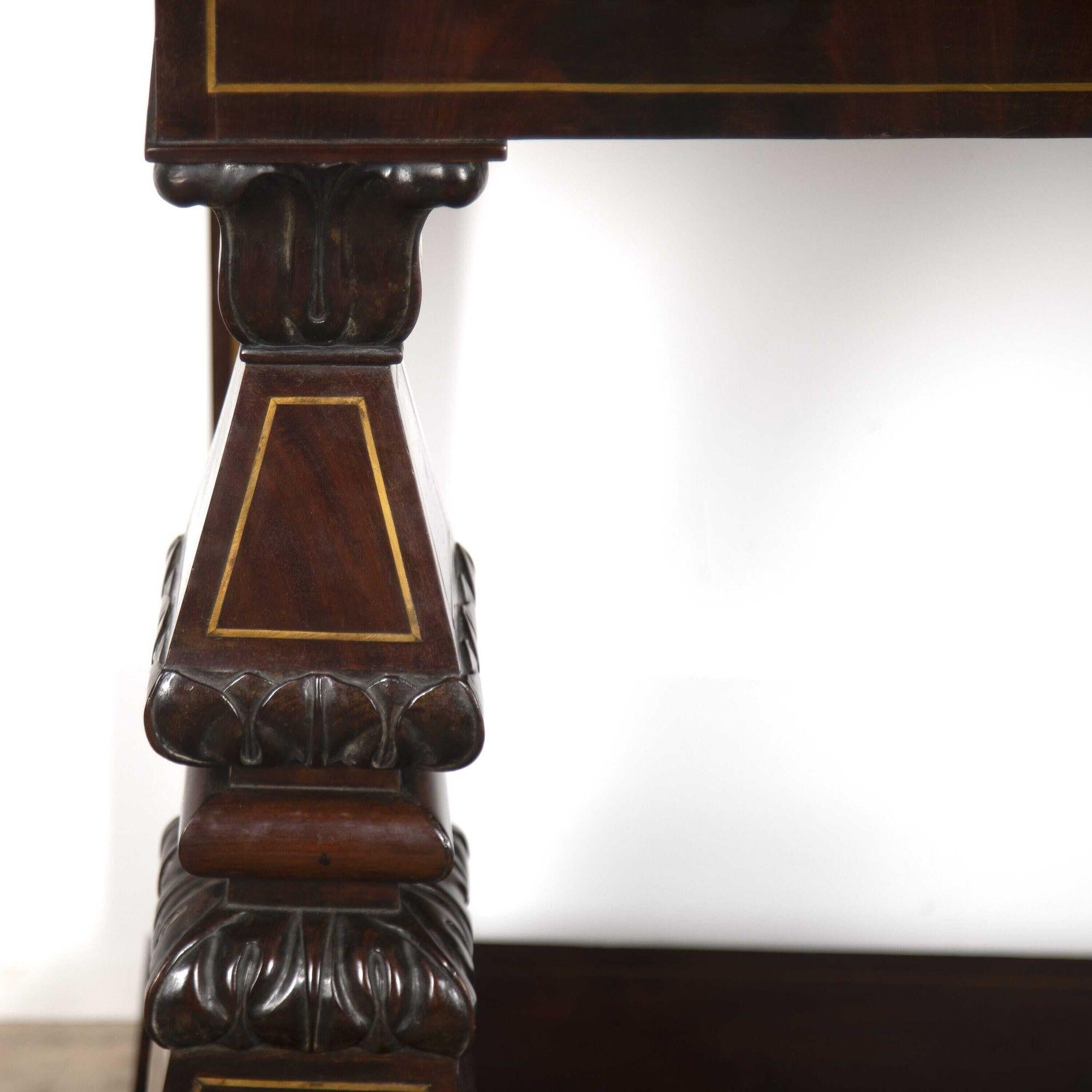 19th Century Italian Mahogany and Boule Inlaid Console Table For Sale 2