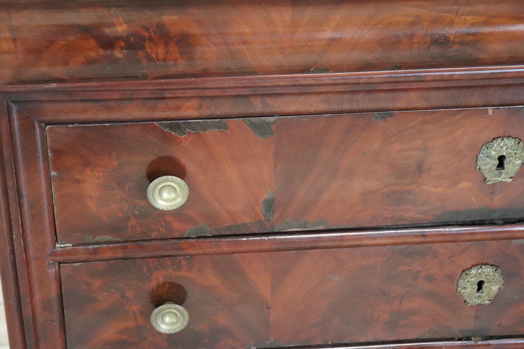 19th Century Italian Mahogany Commode Chest of Drawers with Marble Top 2