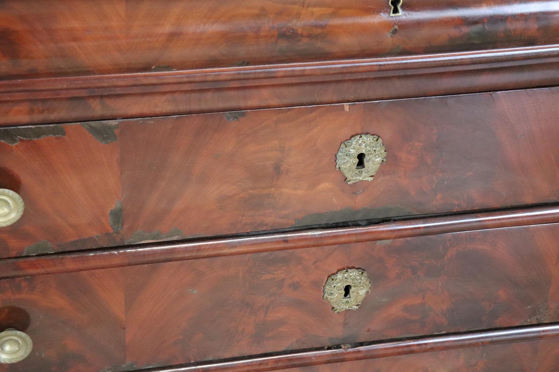 19th Century Italian Mahogany Commode Chest of Drawers with Marble Top 3