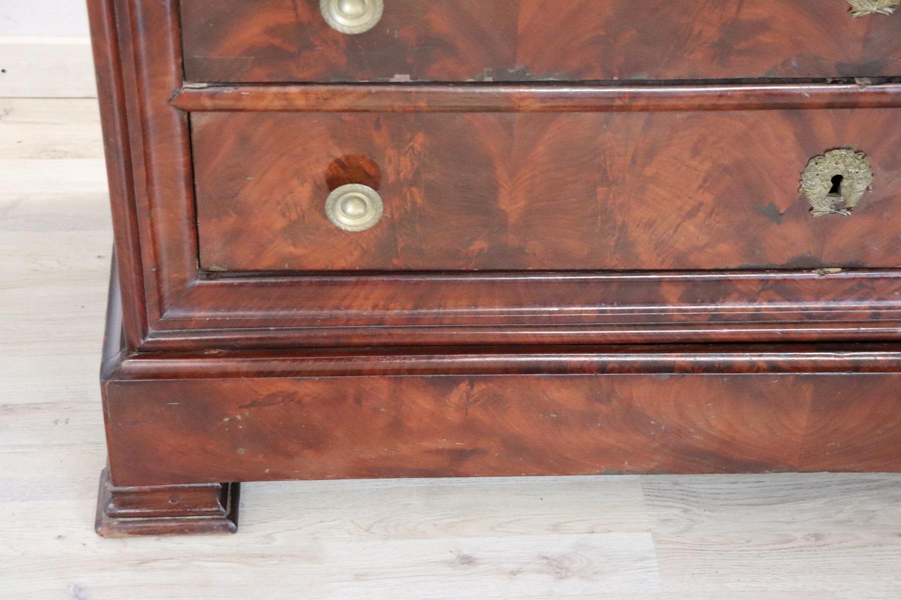 19th Century Italian Mahogany Commode Chest of Drawers with Marble Top 4