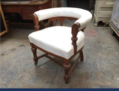 19th Century Italian Mahogany Desk Armchair on Brass Wheels, 1890s