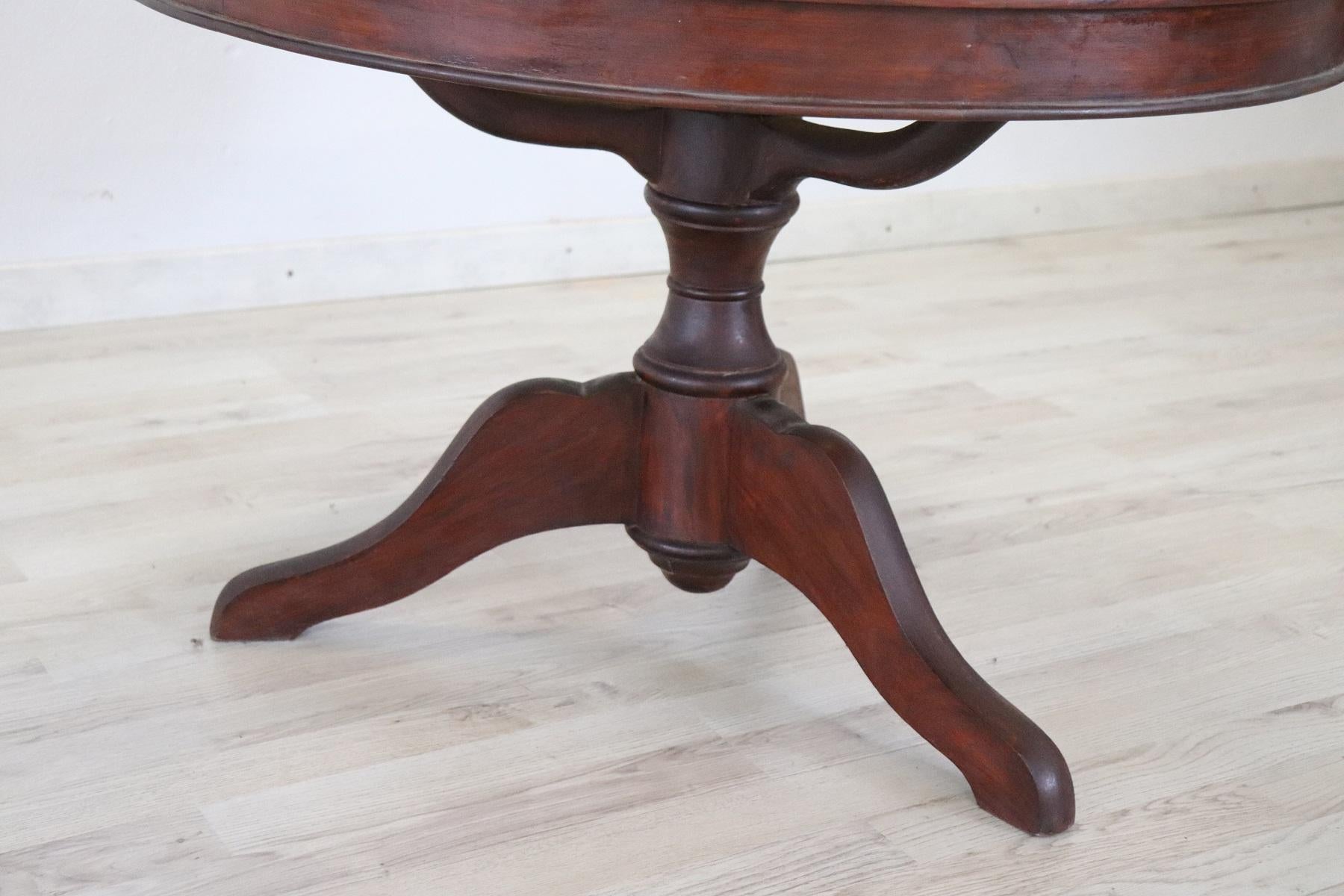 Late 19th Century 19th Century Italian Mahogany Round Coffee Table or Sofa Table with Glass Top