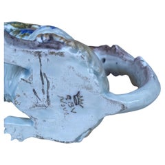 19th Century Italian Majolica Dog Pitcher Nove Di Bassano