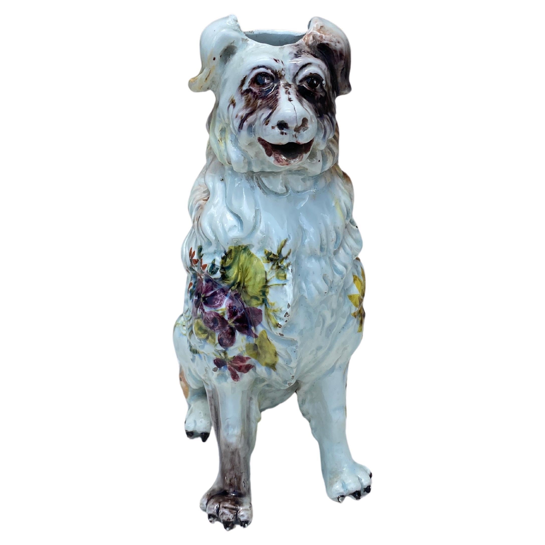 Pichet à chien en majolique italienne du 19ème siècle Nove Di Bassano Bon état - En vente à Austin, TX