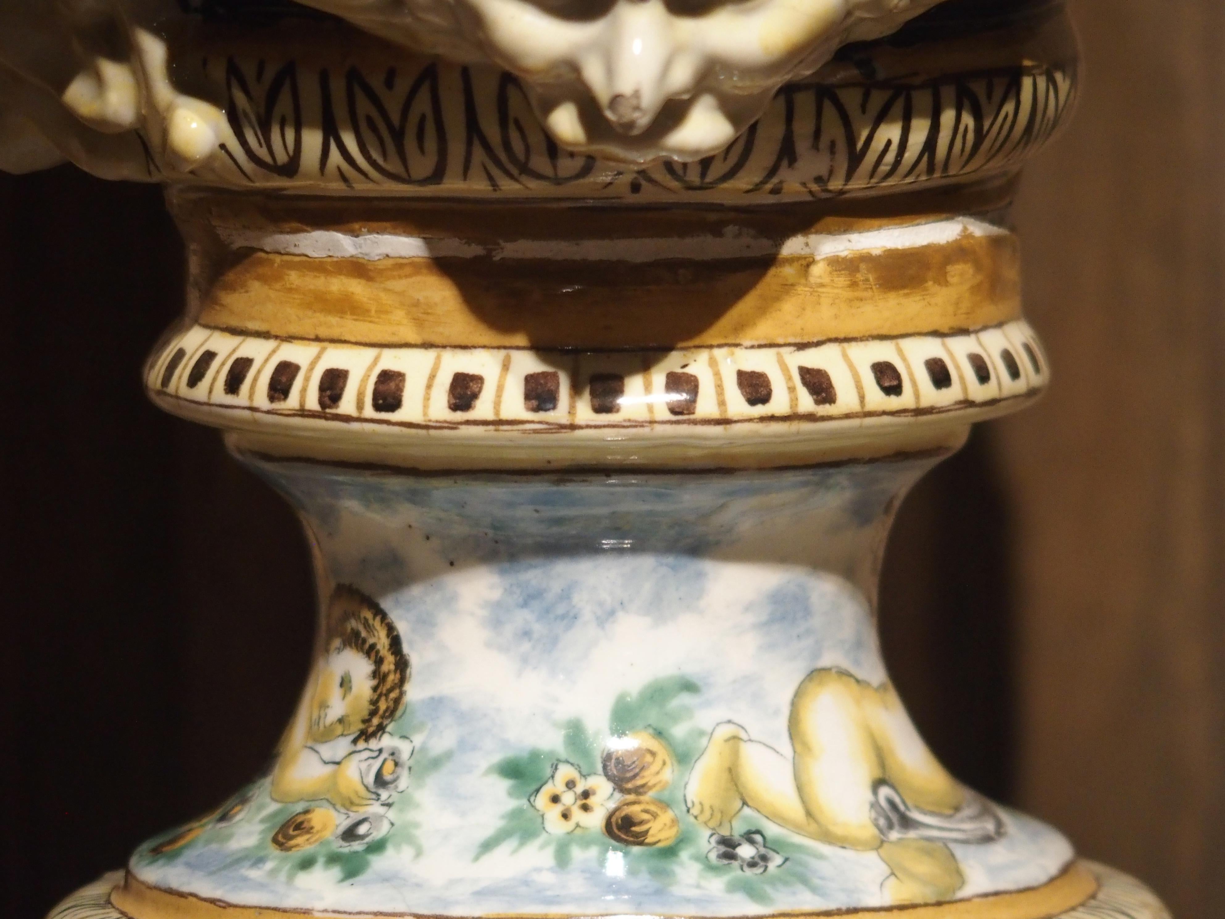 19th Century Italian Majolica Fountain Body/Vase For Sale 8