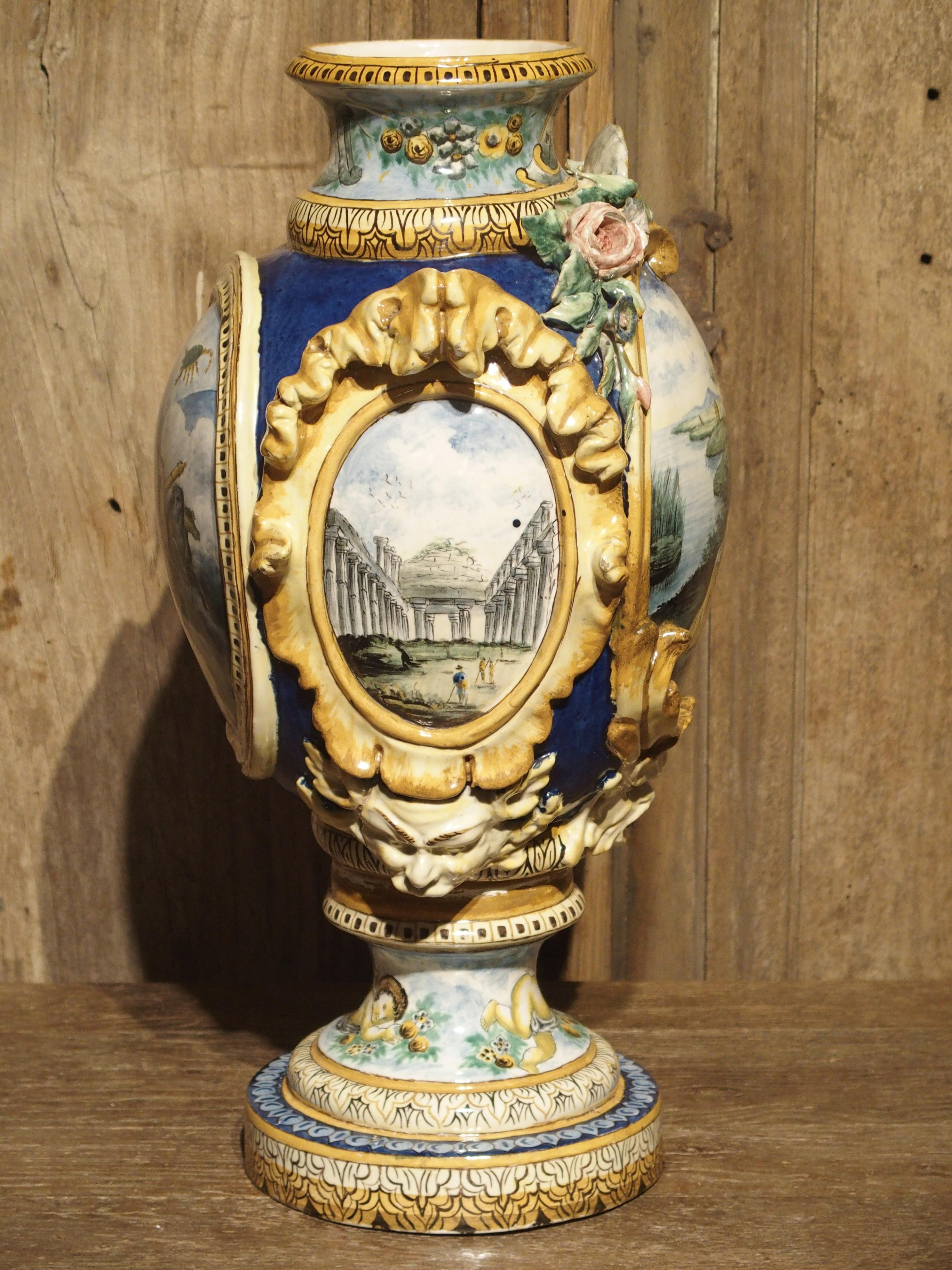 19th Century Italian Majolica Fountain Body/Vase For Sale 11