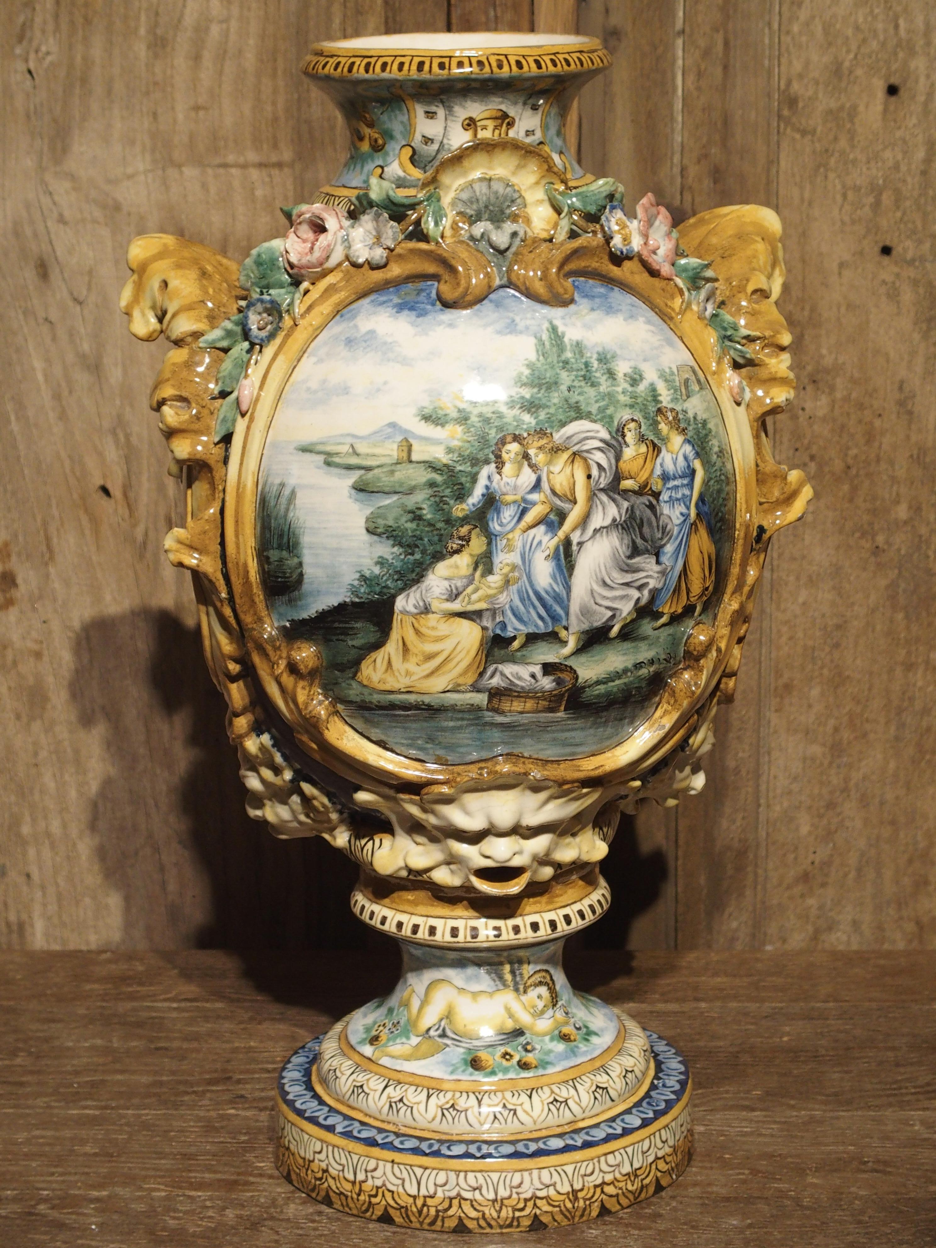 19th Century Italian Majolica Fountain Body/Vase For Sale 15
