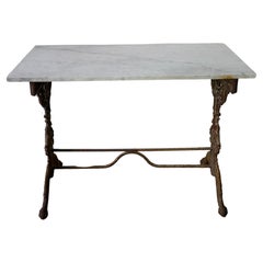 Table console italienne du 19e siècle en marbre Carrera et fer