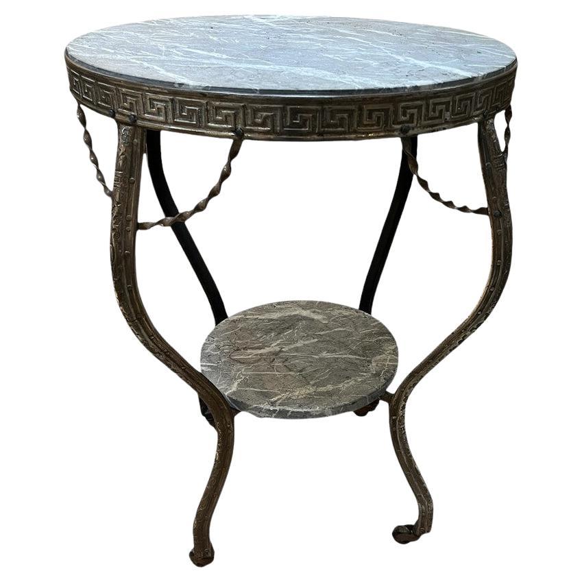 Table de Gueridon italienne du 19e siècle en marbre et acier