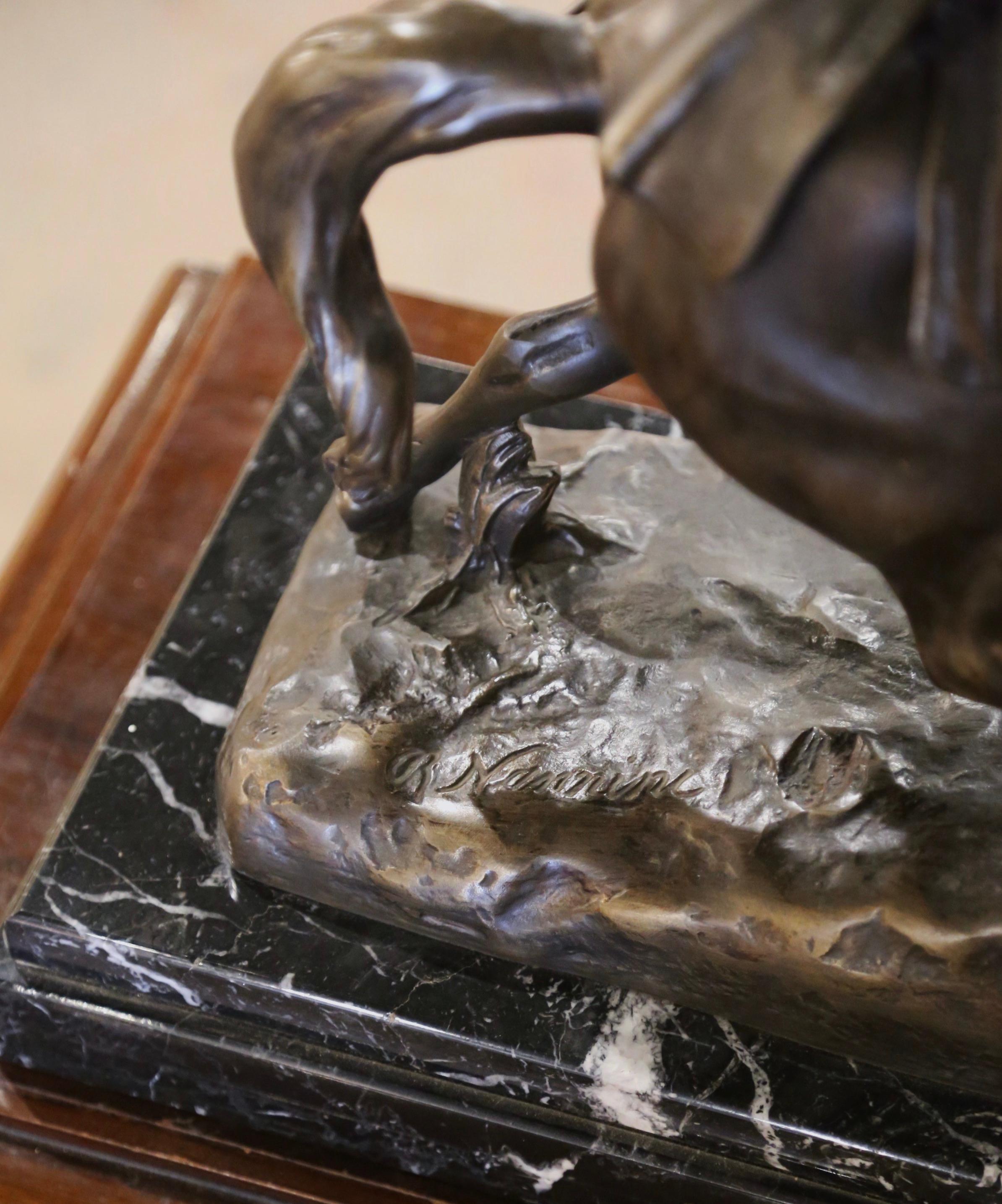19th Century Italian Marble Base Spelter of Napoleon on Horse Signed R. Nannini 4