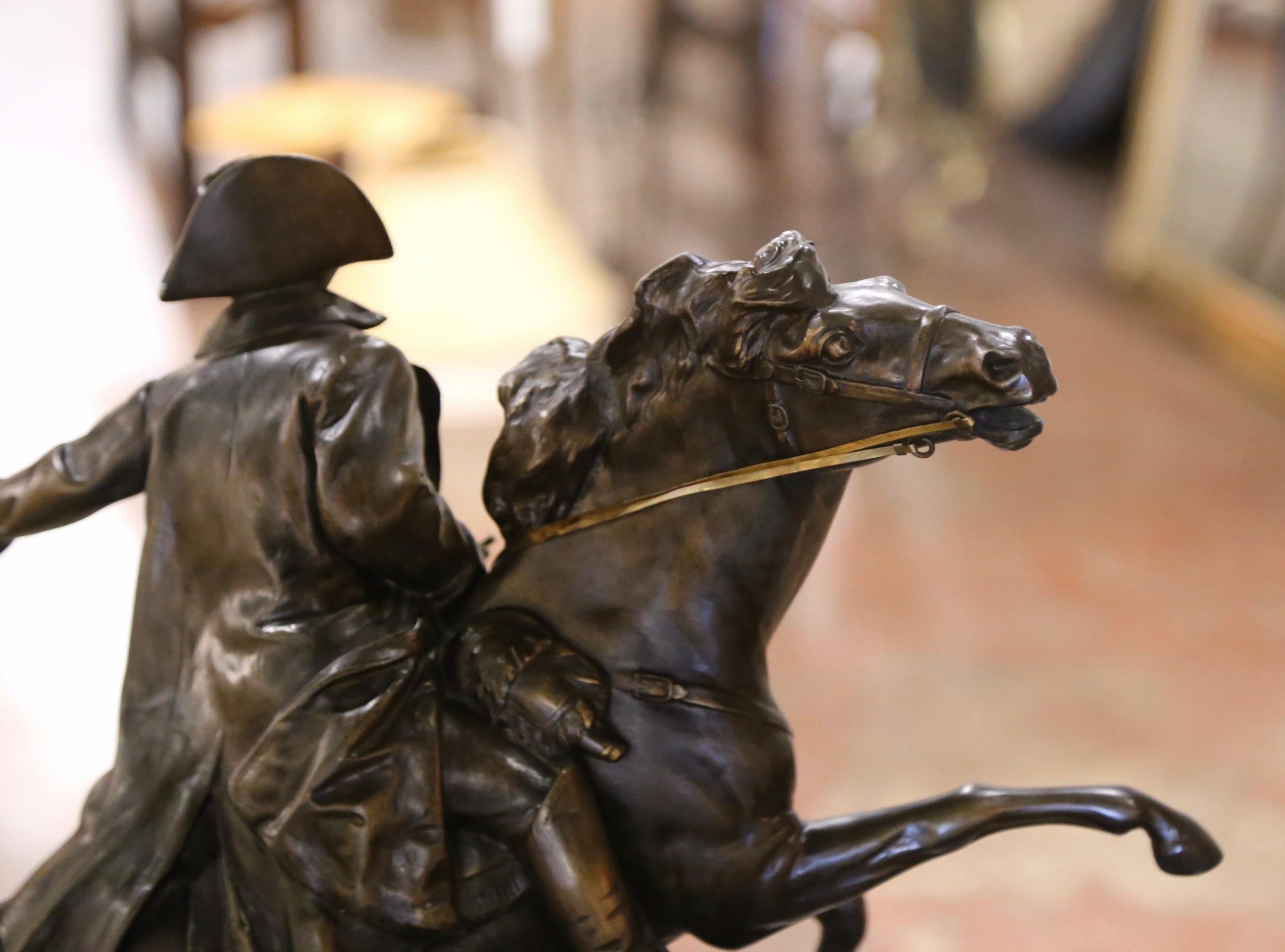 19th Century Italian Marble Base Spelter of Napoleon on Horse Signed R. Nannini 5