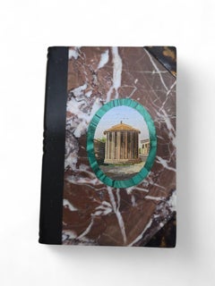 19th Century Italian Marble Book with Micromosaic Plaque Depicting a Classical T