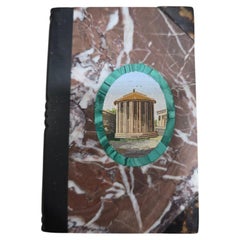 19th Century Italian Marble Book with Micromosaic Plaque Depicting a Classical T