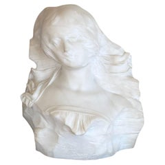 Busto in marmo italiano del XIX secolo di una donna con velo