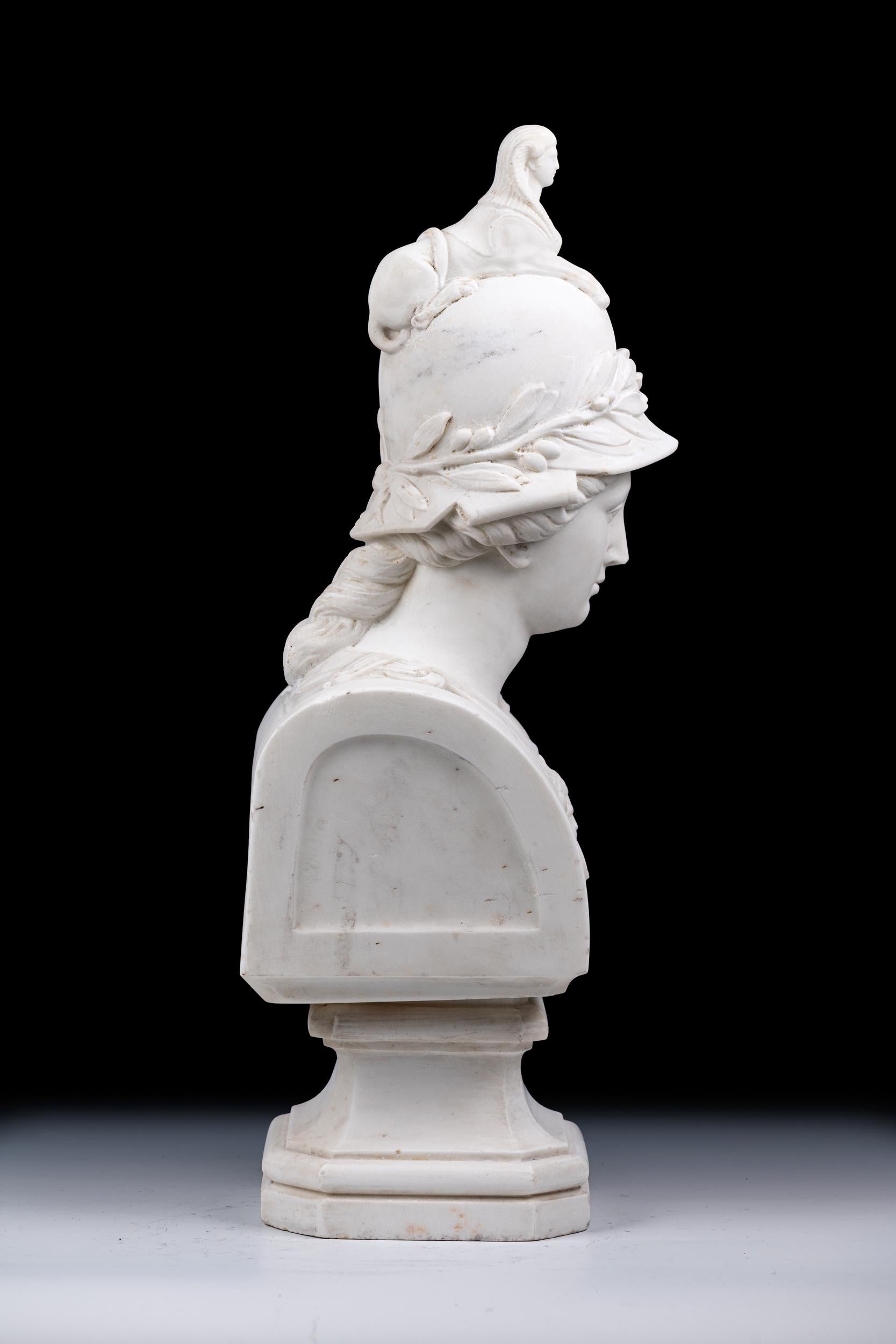 Baroque 19th Century Italian Marble Bust Of Minerva Giustiniani / Athena Giustiniani